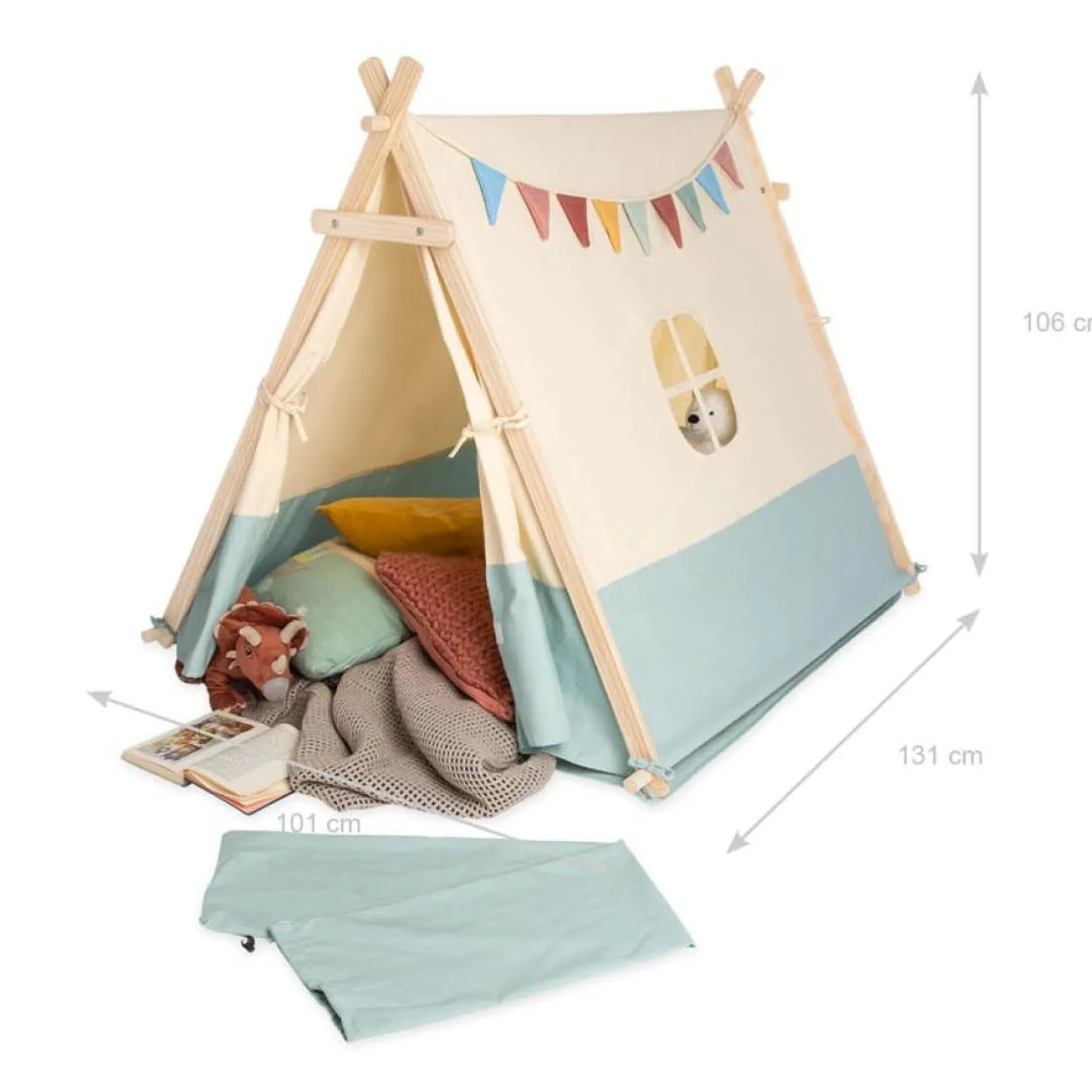 Produktbild: Indoor Kinderzelt Yuma mit Bodenmatte und Wimpelkette