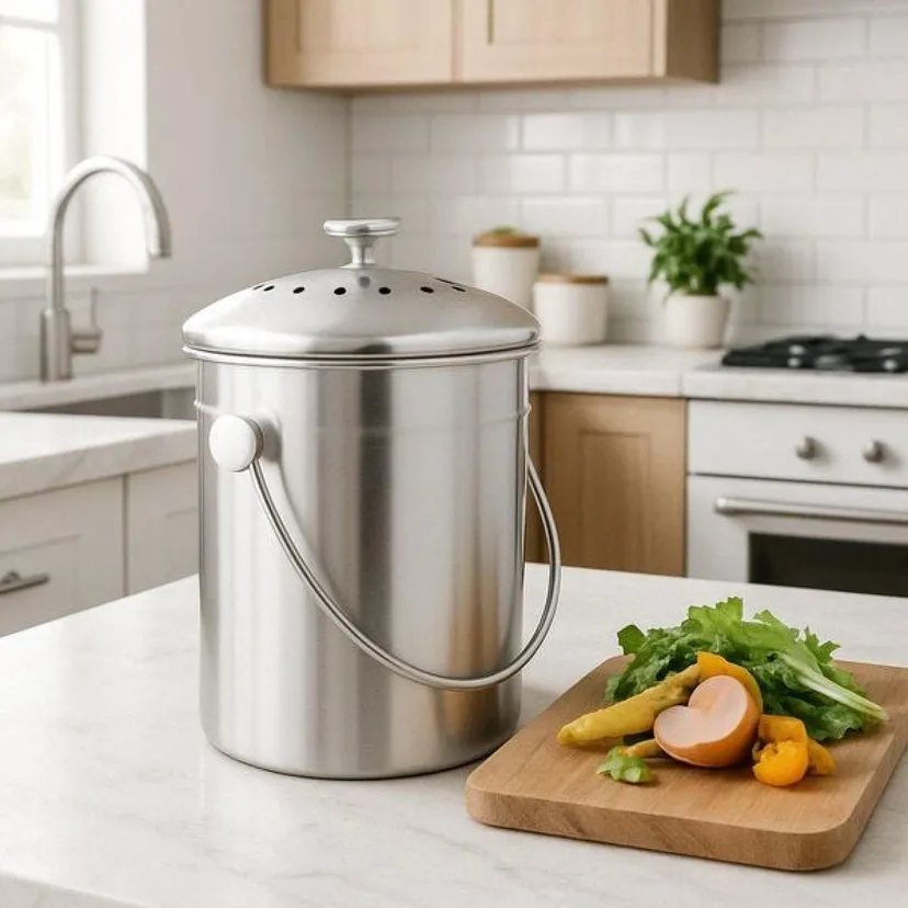 Produktbild: Bio-Mülleimer aus Edelstahl | geruchsneutral & plastikfrei