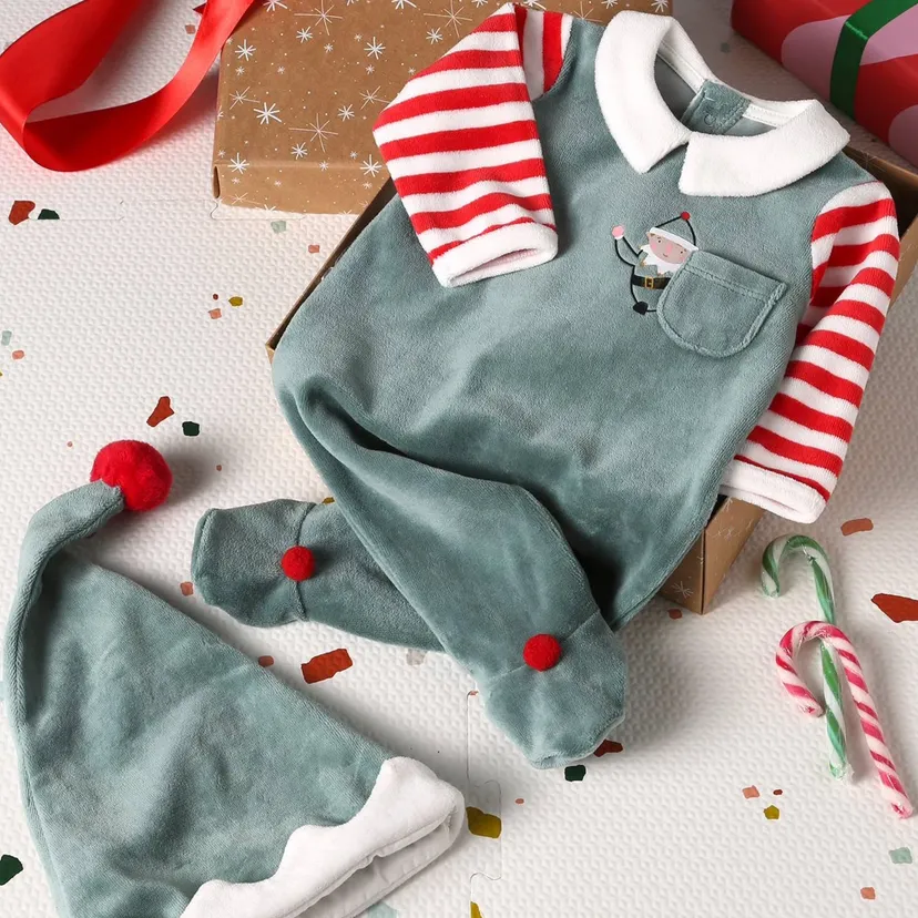 Produktbild: Baby Set aus Strampler und Mütze, Wichtel-Kostüm in tanne